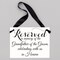 Ritzy Rose Grandfather of the Groom Memorial Sign - Black on 11x8in White Linen Cardstock with Black Ribbon